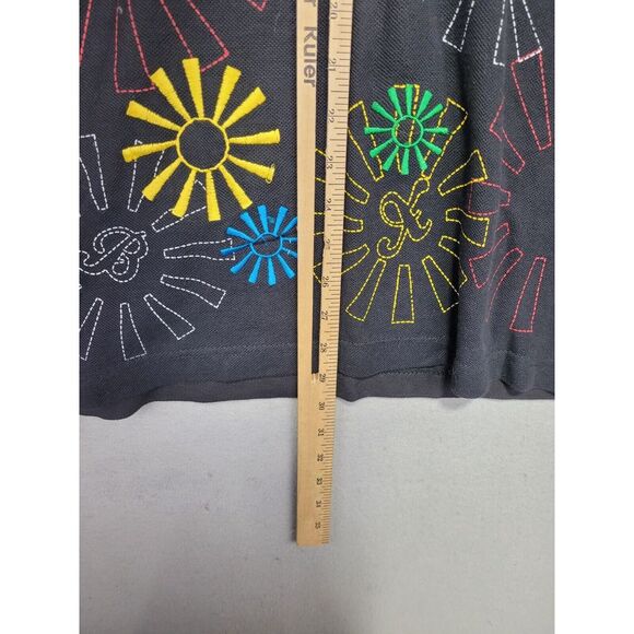 BROOKLYN XPRESS Shirt Men's XL Polo AOP Embroidered Abstract Sunburst NWT - Picture 4 of 5